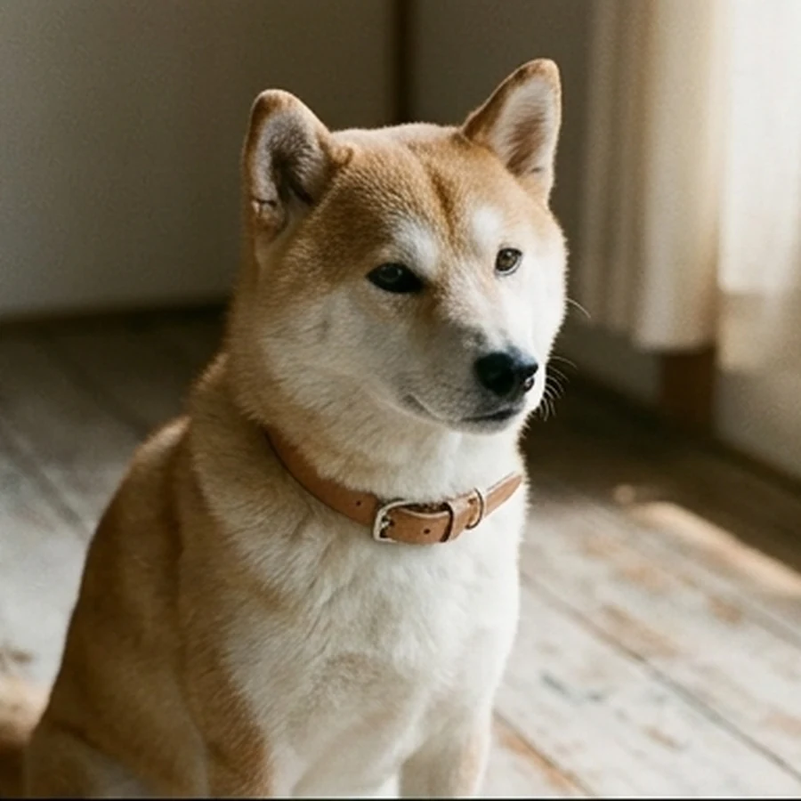 窓辺に座る柴犬のAIキャラクターの見本